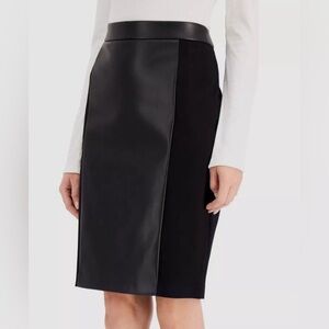 Kasper Women's Faux-Leather-Front Pull-On pencil Skirt mixed media black PXL